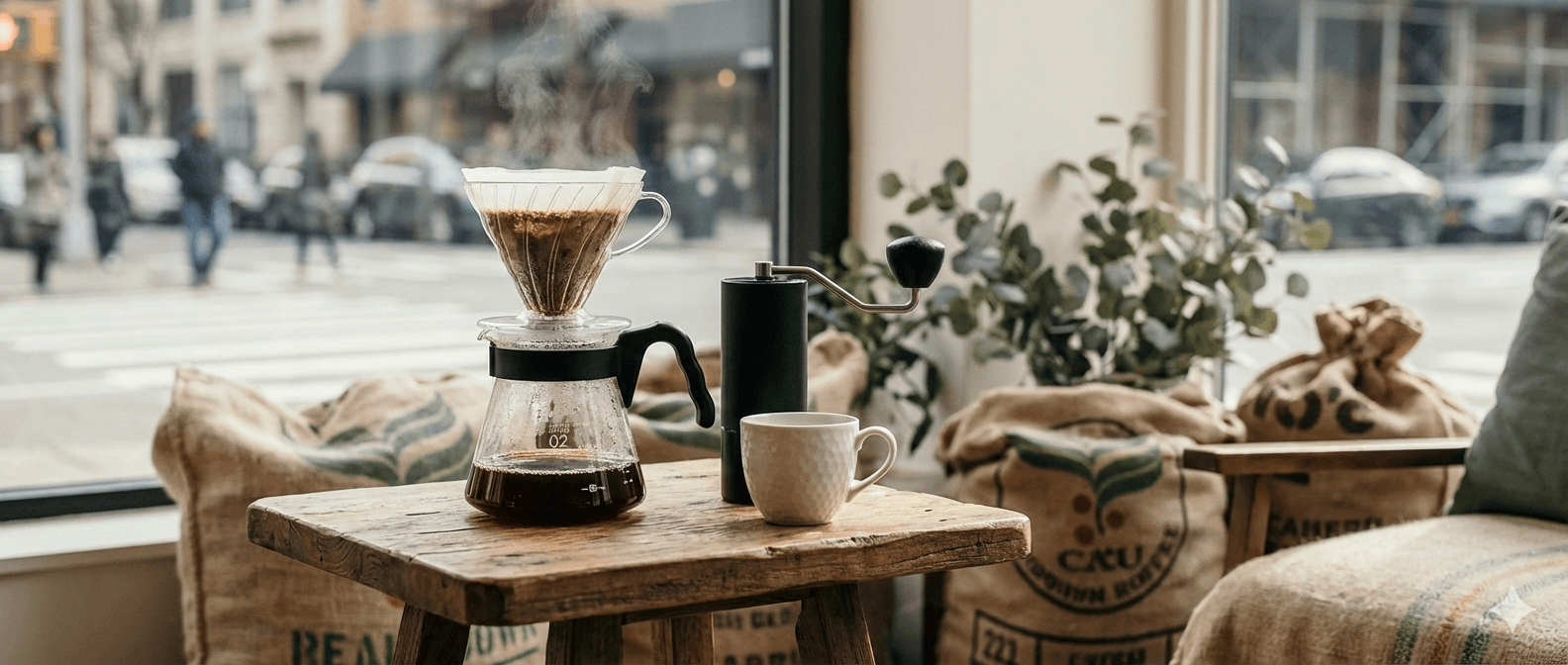 Coffee desk - espresso, cappuccino, and pour-over coffee